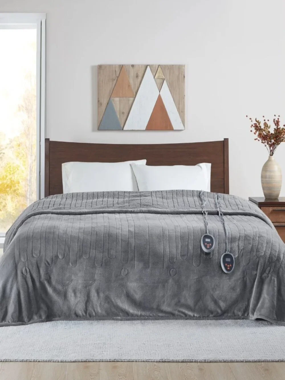 Beautyrest Heated Microlight to Berber Blanket King - Gray
